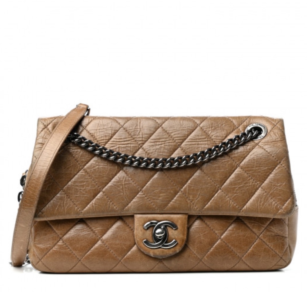 CHANEL Glazed Calfskin Quilted
Medium Duo Color Flap in Brown